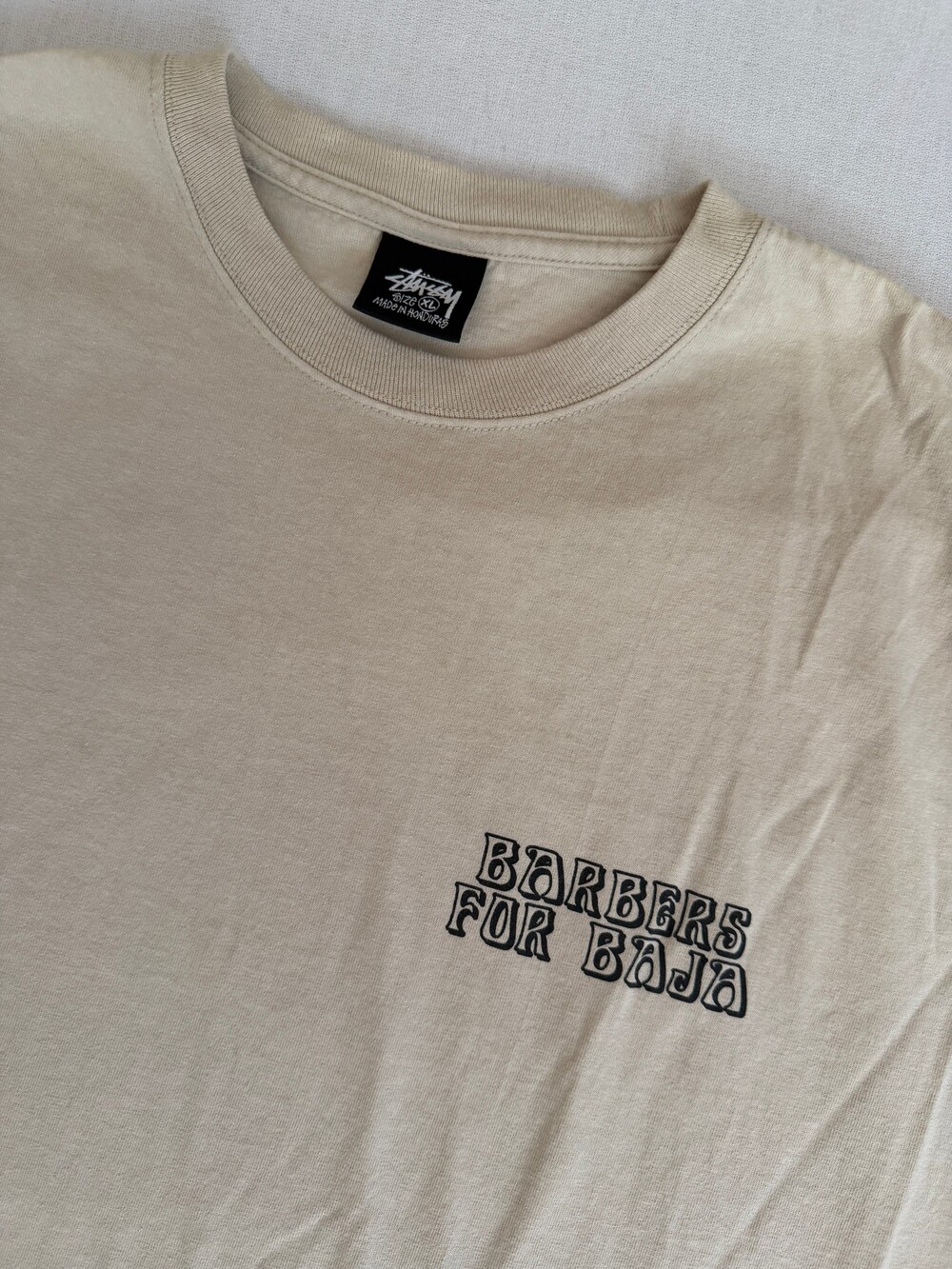 Stussy Barbers for Baja XL Beige T-Shirt 1011